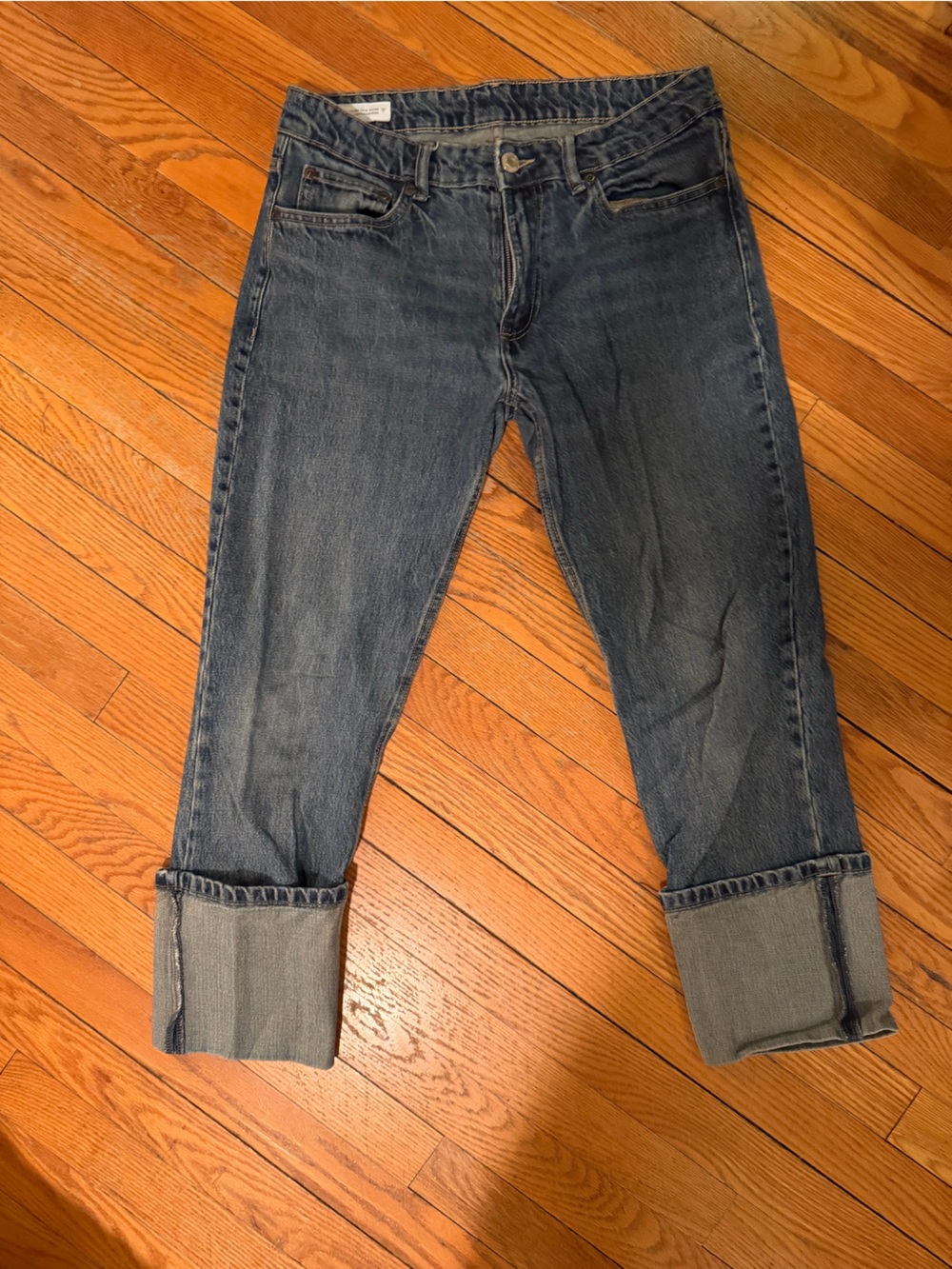 Zara Dark Blue Skinny Cuffed Jeans